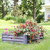 Galvanized Raised Garden Bed Outdoor - Metal Planter Box for Gardening Vegetables and Plants - 11.75" H Rectangle - Gray