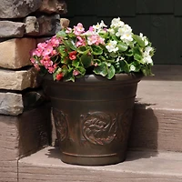 Indoor/Outdoor Patio, Garden, or Porch Weather-Resistant Double-Walled Arabella Flower Pot Planter - 16" - Rust Finish