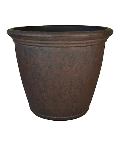Indoor/Outdoor Patio, Garden, or Porch Weather-Resistant Double-Walled Anjelica Flower Pot Planter - 16" - Rust Finish