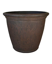 Indoor/Outdoor Patio, Garden, or Porch Weather-Resistant Double-Walled Anjelica Flower Pot Planter - 16" - Rust Finish