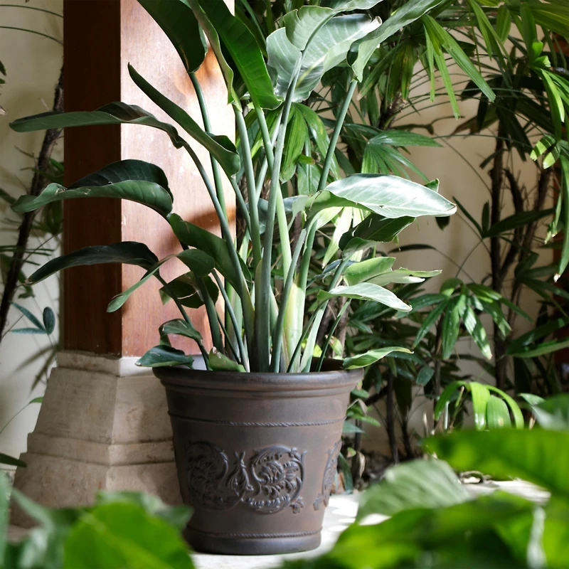 Arabella 16" Double-Walled Polyresin Outdoor Planter Pot - Uv-Resistant Rust Finish