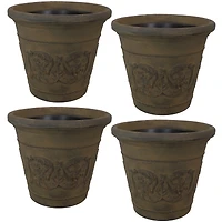 Arabella 19.5" Double-Walled Polyresin Outdoor Planter - Fade-Resistant Beige Finish - Set of 4