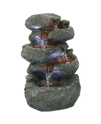 Indoor Home Decorative Relaxing Stacked Rocks Tabletop Water Fountain with Led Lights - 10"
