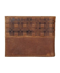 Lucky Brand Men's Plaid Embossed Leather Bifold Wallet