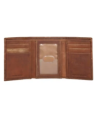 Lucky Brand Men's Plaid Embossed Leather Trifold Wallet