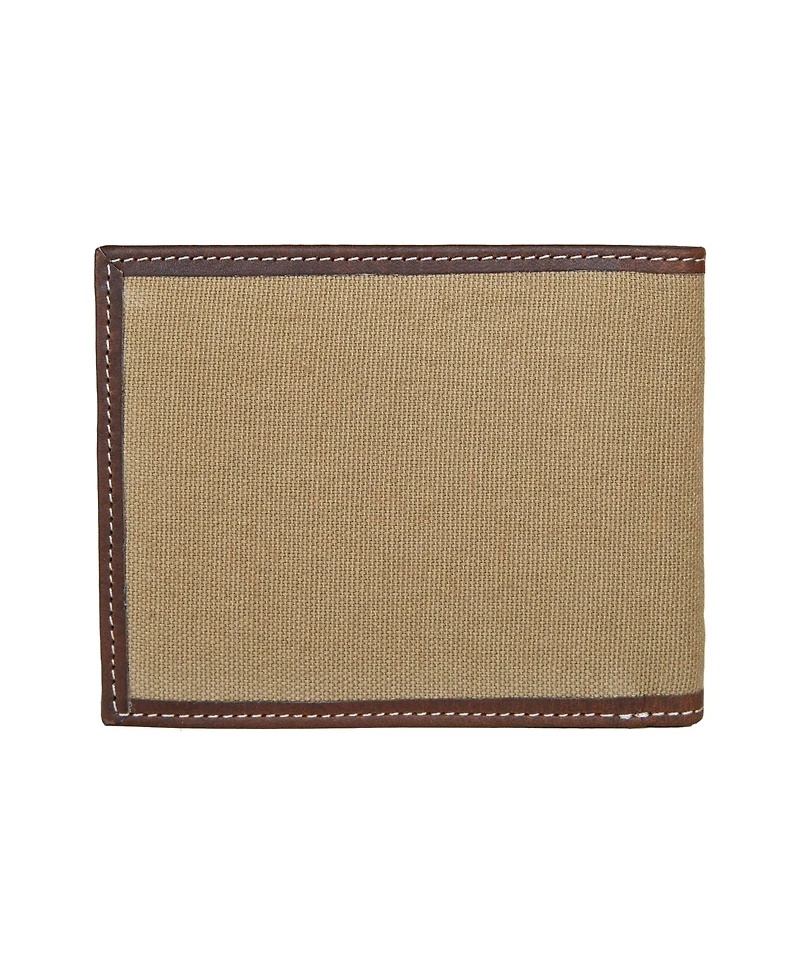 Lucky Brand Men's Canvas with Leather Trim Bifold Wallet