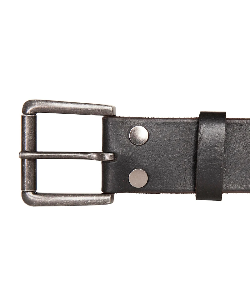 Lucky Brand Men's Leather Jean Belt with Roller Buckle and Rivets