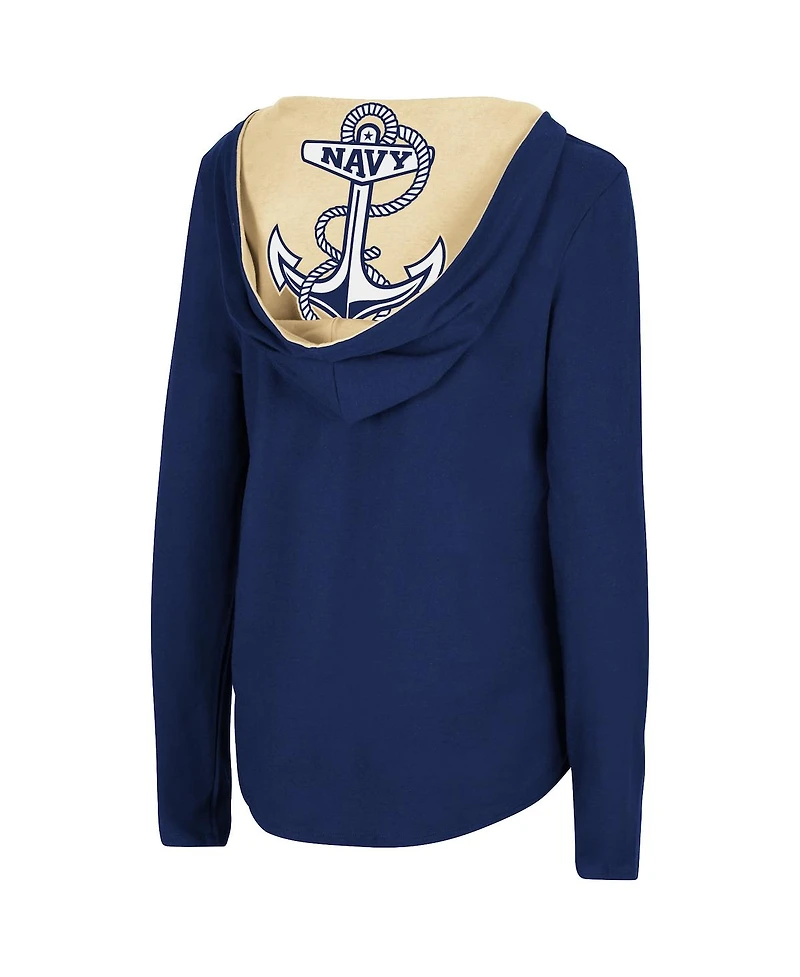 Women's Colosseum Navy Navy Midshipmen Catalina Hoodie Long Sleeve T-Shirt