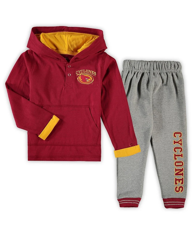 Toddler Boys Colosseum Cardinal, Heathered Gray Iowa State Cyclones Poppies Hoodie and Sweatpants Set