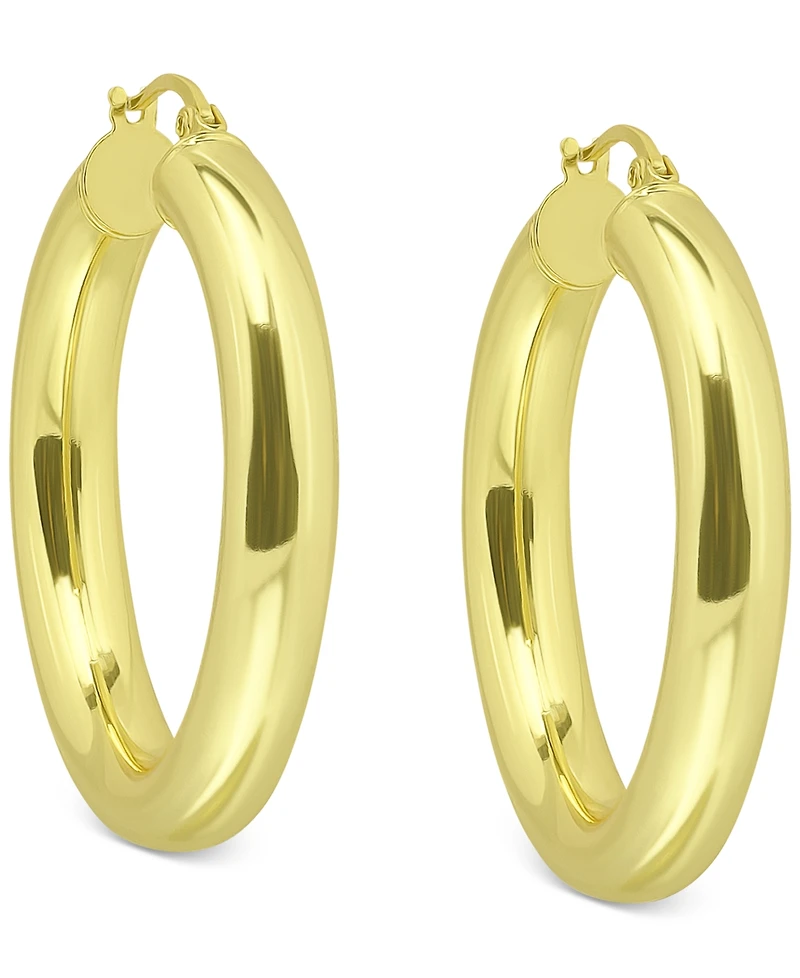 Giani Bernini Medium Tube Hoop Earrings in Gold Over Silver, 1.1", Created for Macy's
