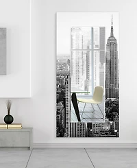Empire Art Direct 'My N.y.' Rectangular On Free Floating Printed Tempered Art Glass Beveled Mirror, 72" x 36"