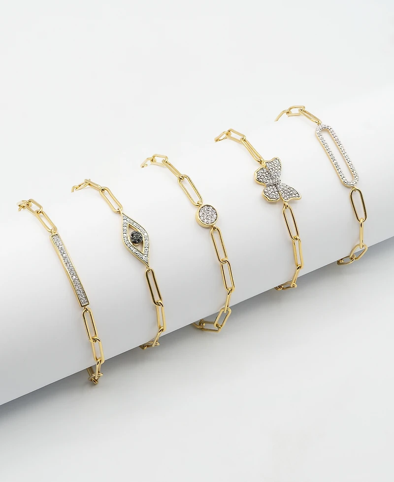 Diamond Elongated Pave Link Paperclip Link Bracelet (1/6 ct. t.w.) in 14k Gold-Plated Sterling Silver, Created for Macy's