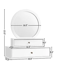 Wall Mounted Vanity Makeup Dressing Home Furniture 2Drawer