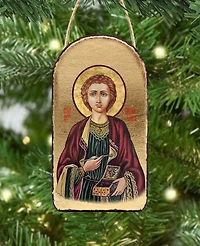 G.DeBrekht Saint Panteleimon Wooden Greek Christian Orthodox Icon Ornament