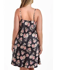 iCollection Cyrus Plus Ultra Soft Floral Satin Chemise Bias Cut Silhouette
