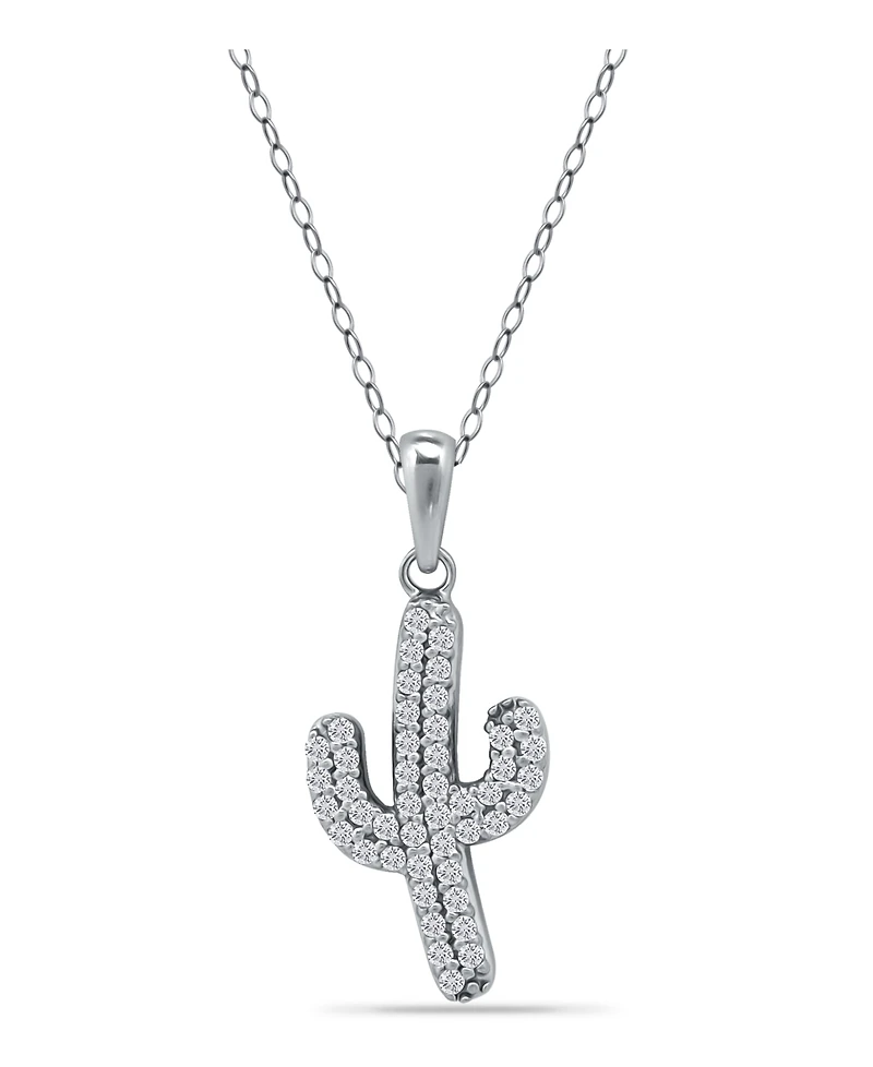 Giani Bernini Cubic Zirconia Pave Cactus Pendant Necklace in Sterling Silver