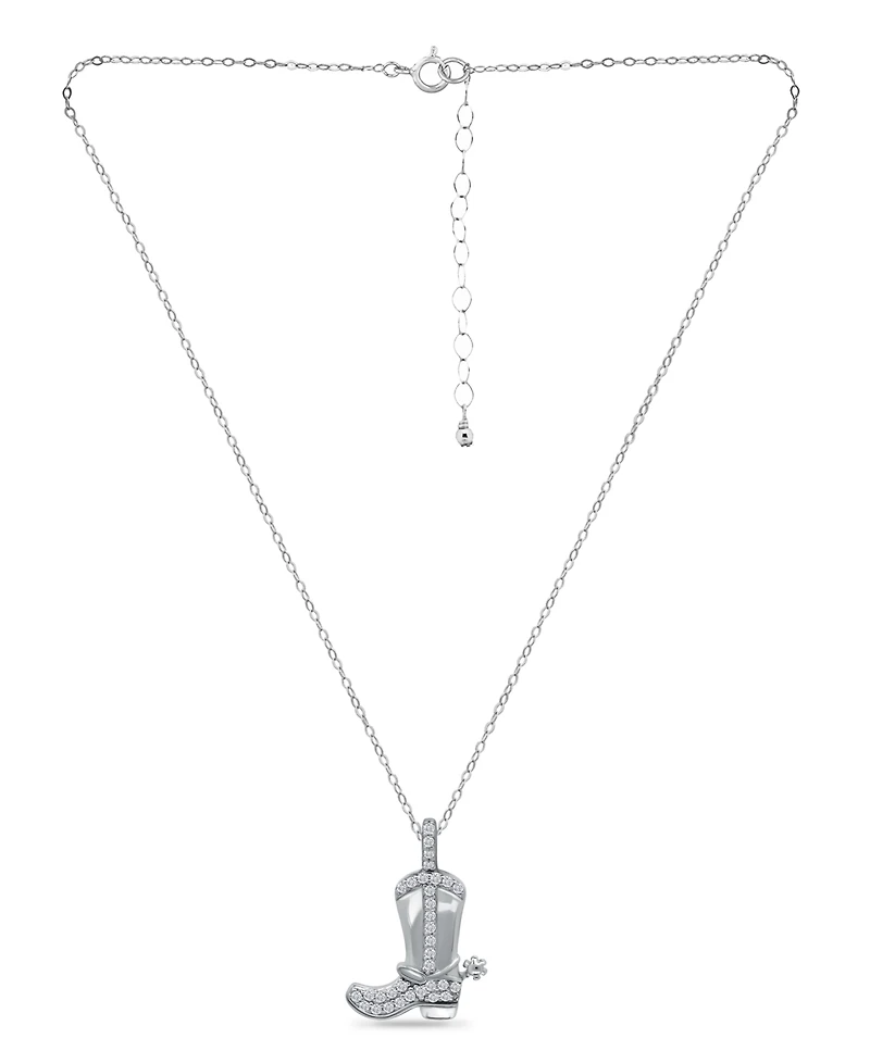 Giani Bernini Cubic Zirconia Cowboy Boot with Spur Pendant Necklace in Sterling Silver