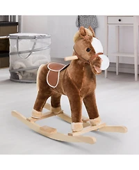 Qaba Kids Ride on Rocking Horse Toddler Plush Toy,