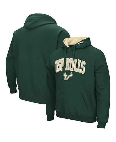 Men's Colosseum Green South Florida Bulls Arch and Logo Pullover Hoodie