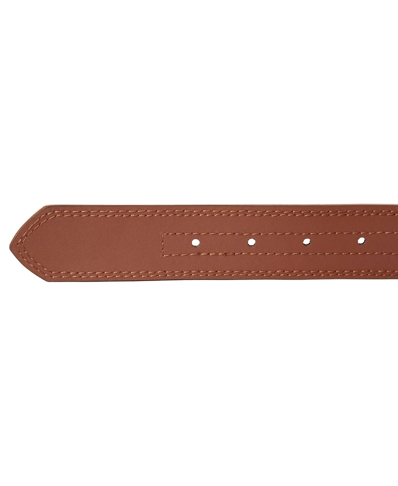 Nautica Men's Logo Ribbon with Leather Trim Belt