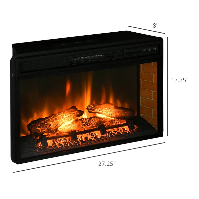Homcom 27" 1400W Electric Fake Flame Fireplace Insert Space Heater w/ Remote