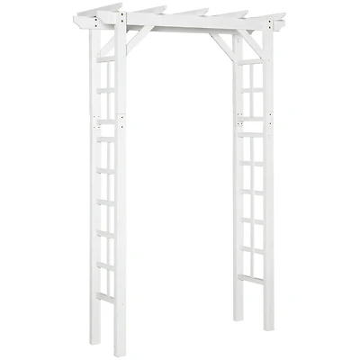 Outsunny 7' Wood Steel Outdoor Garden Arched Trellis Arbor w/ Fir Wood,