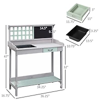 Outsunny Outdoor Wooden Potting Bench Table w/ Removable Sink Open Shelf Storage