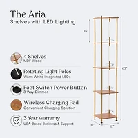 Brightech Aria 63" Shelf with Dimmable Led Lights and Wireless Charging Pad