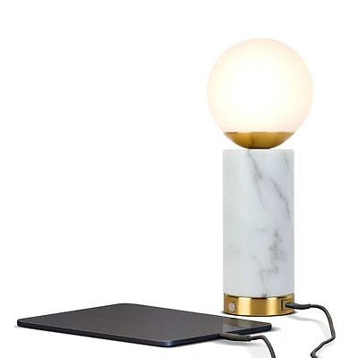 Aspen 14.5" Dimmable Led Marble Table Lamp with Usb Port