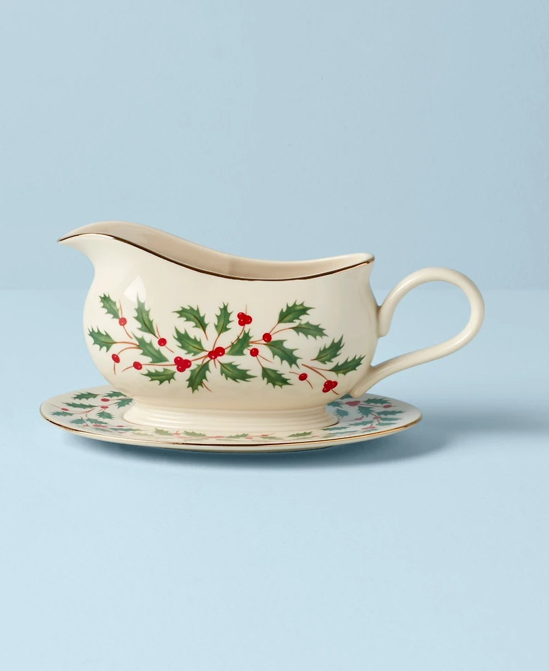 Lenox Holiday Gravy Boat & Stand