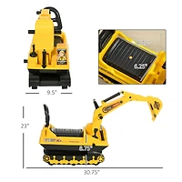 Qaba Kids Ride on Tractor with Storage, Excavator Scooter Gift for Kids