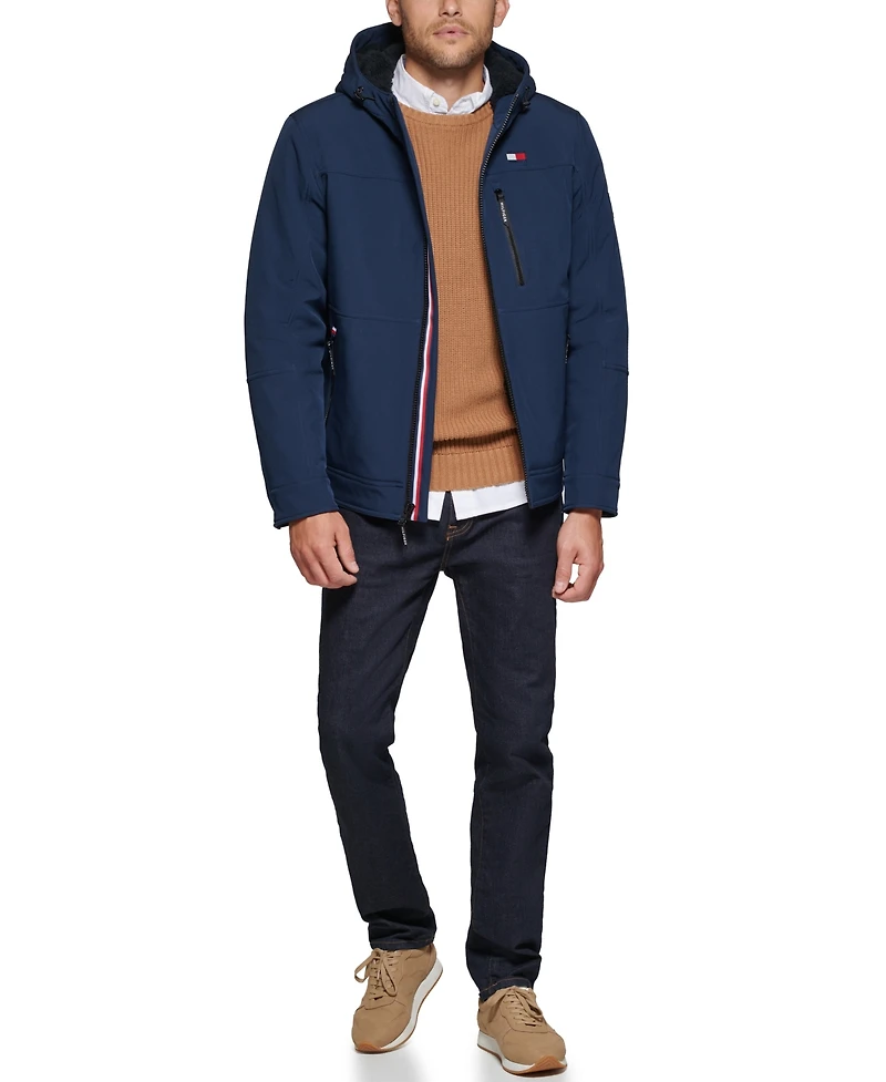 Tommy Hilfiger Men's Sherpa-Lined Softshell Hooded Jacket