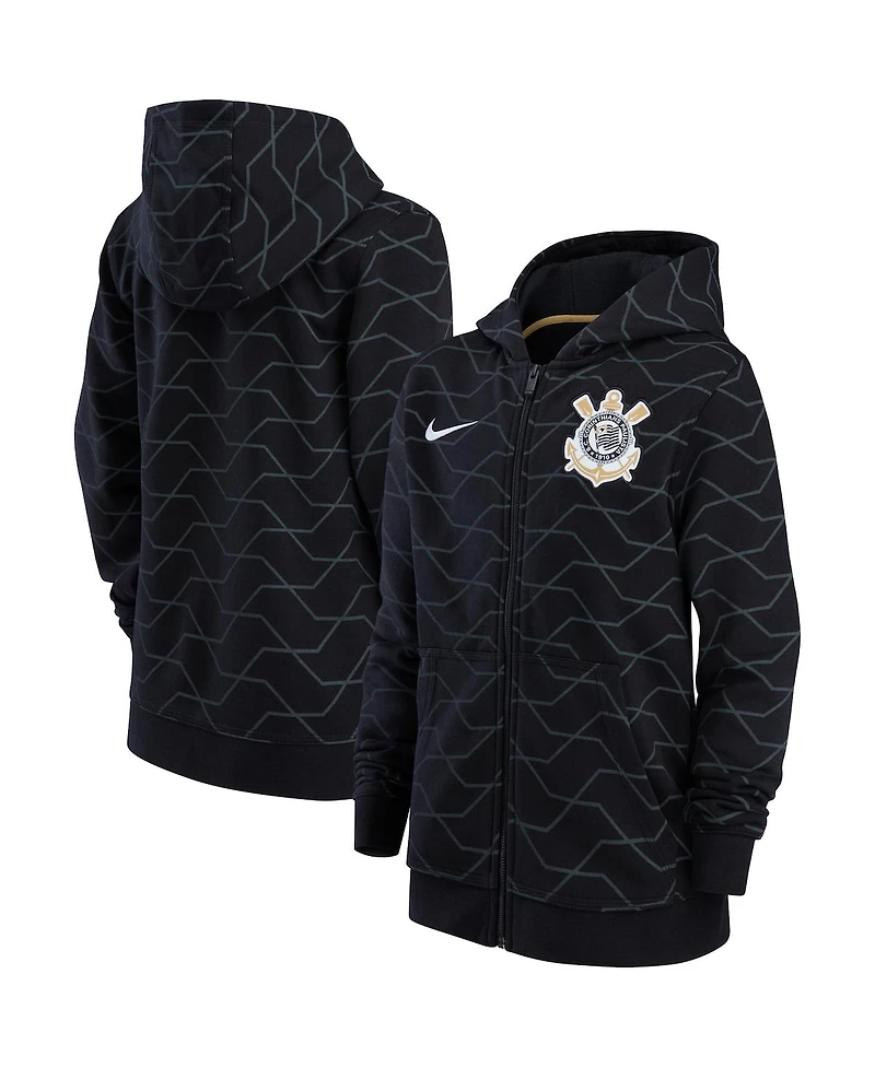 Big Boys Nike Black Corinthians Club Full-Zip Hoodie