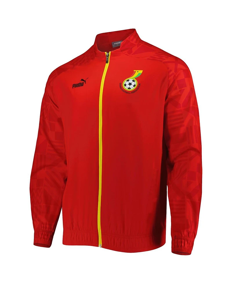Men's Puma Red Ghana National Team Pre-Match Raglan Full-Zip Training Jacket