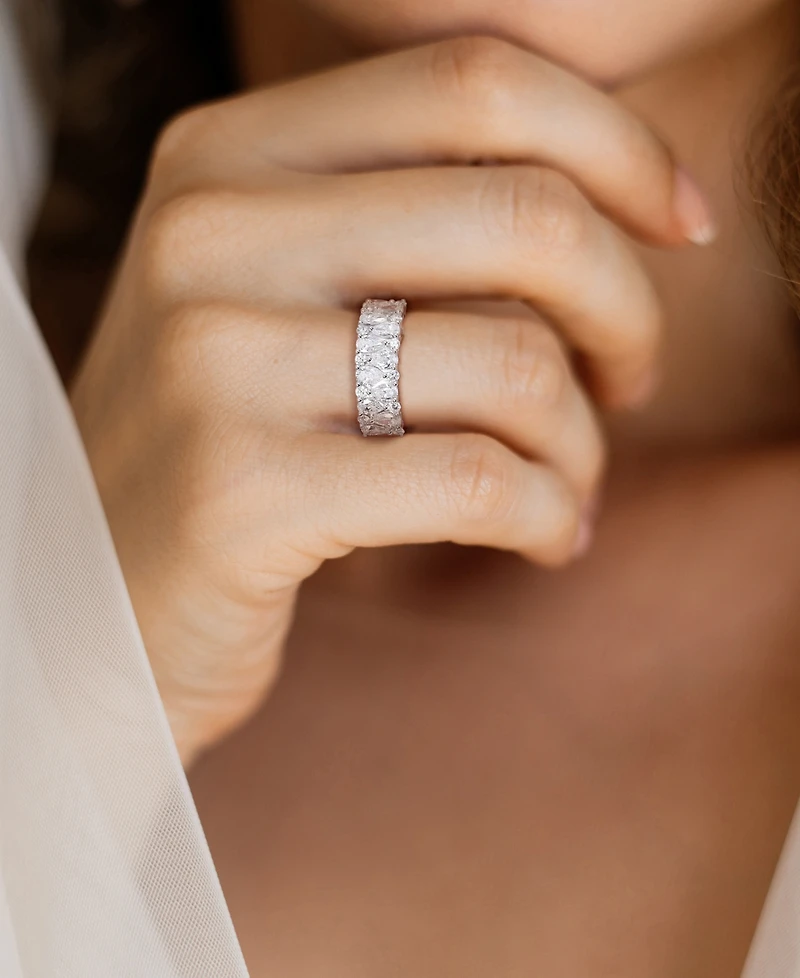 Diamond Pear & Round Semi-Eternity Cluster Ring (2 ct. t.w.) 14k White Gold