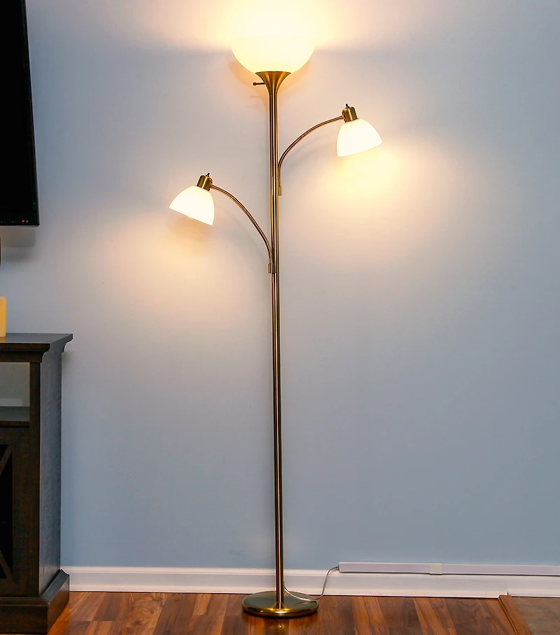Sky Dome Double 72" Led Torchiere Floor Lamp with Adjustable Arms