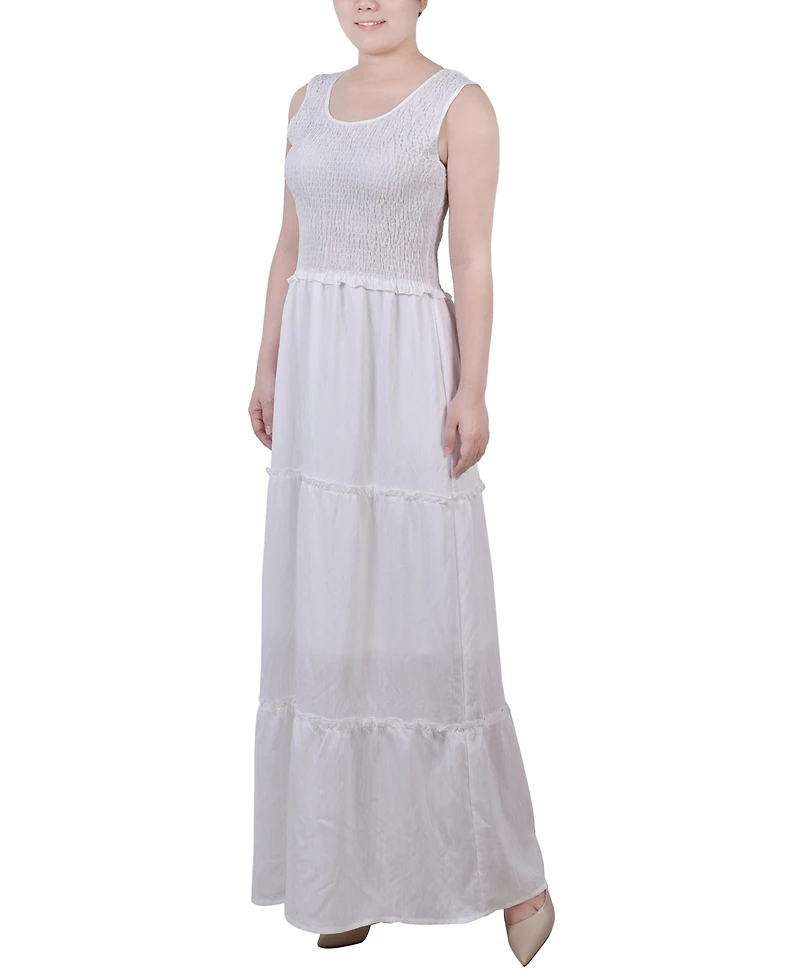 Ny Collection Petite Sleeveless Textured Tiered Maxi Dress