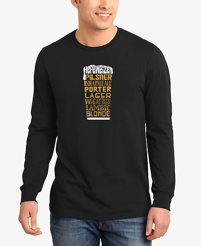 La Pop Art Men's Styles of Beer Word Long Sleeves T-shirt