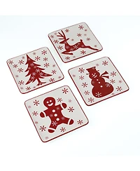 Euro Ceramica Winterfest Assorted Salad Plates, Set of 4