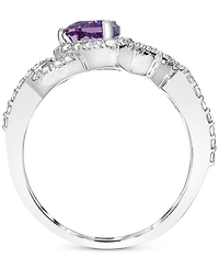 Amethyst (5/8 ct. t.w.) & White Topaz (1-1/2 ct. t.w.) Love Ring in Sterling Silver
