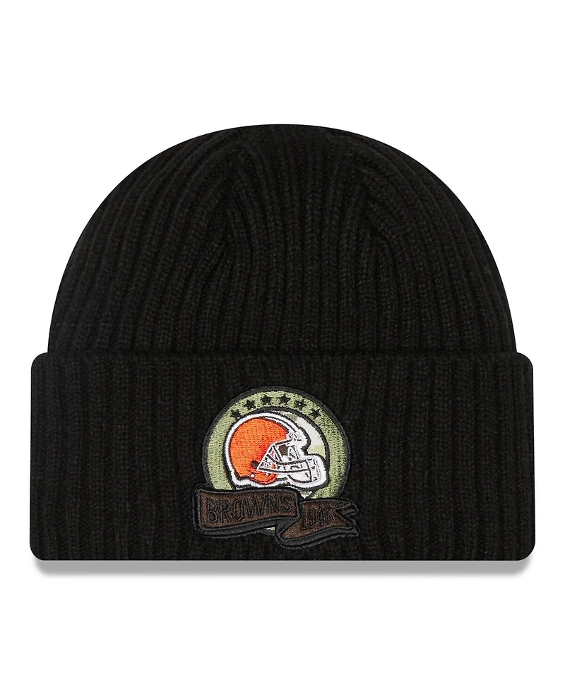 Men's New Era Black Cleveland Browns 2022 Salute To Service Knit Hat
