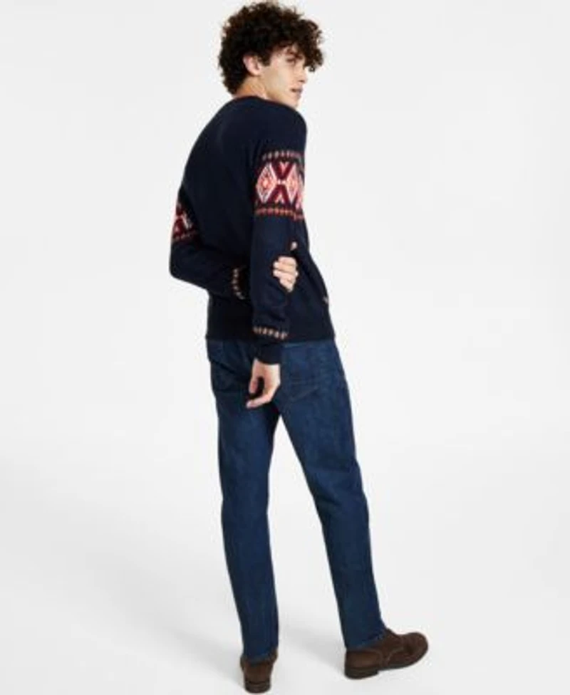 Nautica Mens Fair Isle Sweater Vintage Straight Fit Stretch Jeans Separates