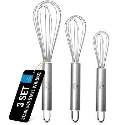 Zulay Kitchen Stainless Steel Whisk 3-Pc.