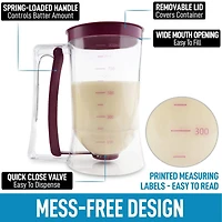 4 Cup Pancake Batter Dispenser with Squeeze Handle - Pancake Dispenser for Batter with Measuring Label