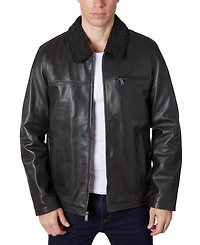 Perry Ellis Men's Zipper Leather Jacket
