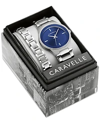 Caravelle designed by Bulova Men's Modern Stainless Steel Bracelet Watch 40mm Gift Set