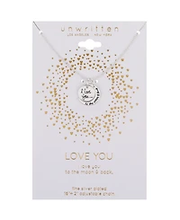 Unwritten Silver Plated Brass "I Love You to The Moon and Back" Pendant Necklace with Extender