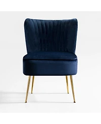 22" Wide Upholstered Tufted Velvet Accent Chair With Metal Leg