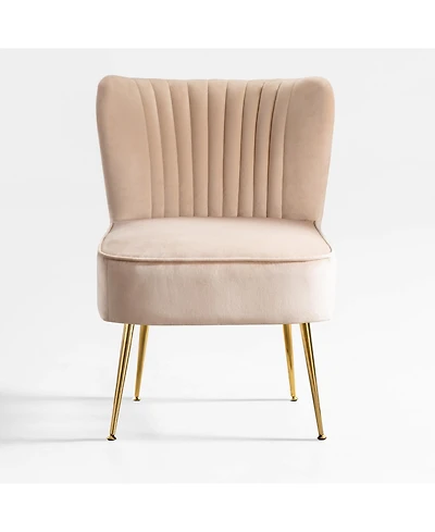 22" Wide Upholstered Tufted Velvet Accent Chair With Metal Leg
