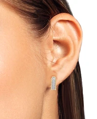 Diamond Bead Leverback Hoop Earrings (1/6 ct. t.w.) Sterling Silver or 14k Gold-Plated